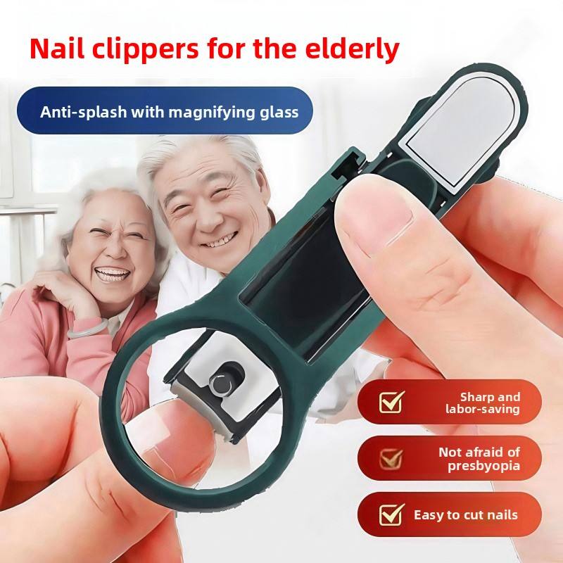 Stainless Steel Magnifying Glass for the Elderly Special Anti-splash Special Thick Hard Nail Clippers