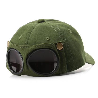 Trendy Ins Korean Aviator Hat Unisex Sporty Sunglasses Sunshade Baseball Cap Street 100% Cotton Common 6-Panel All-match Spring